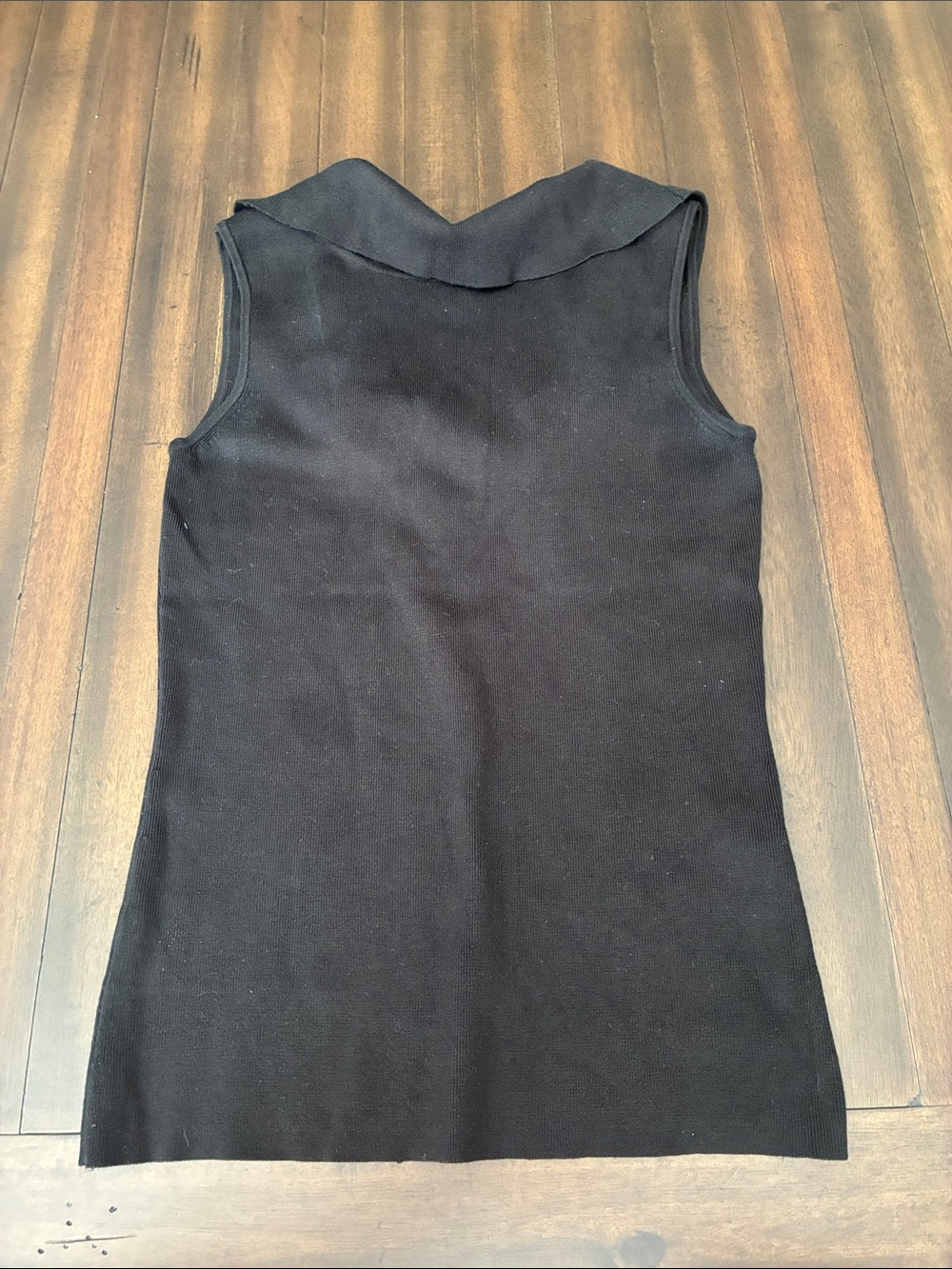 Cache Black Sleeveless Knit Tank with V-Neck Back
